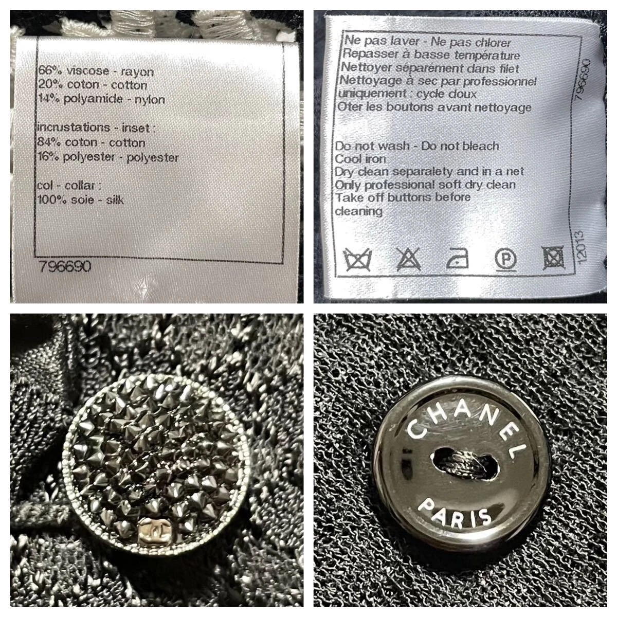 Autentico cardigan Runway CHANEL risvolto fumo manica lunga lavorata a maglia 36 nero