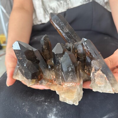 2.86 LB natural Black clusters Aura Quartz Crystal Healing
