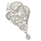 Silver Tone Metal Extra Large Crystal Flower Brooch P1516-Scl