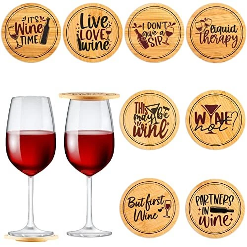 8 Pcs Funny Wine Glass Covers Wood Drinking Glass Covers Lids Appetizer  Glass To | eBay
