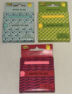 3M Post-it Dispenser Pop-up Notes to Go Mixed Case 3'' x 3'' - Lot of 3! 300 Total
