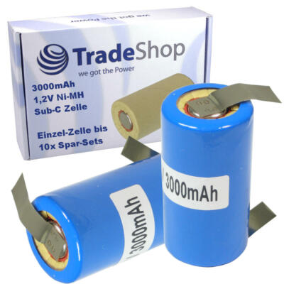 Akku Einzelzelle Sub-C NIMH 3000mAh 1.2V | im Schrumpfschlauch mit Z Lötfahne