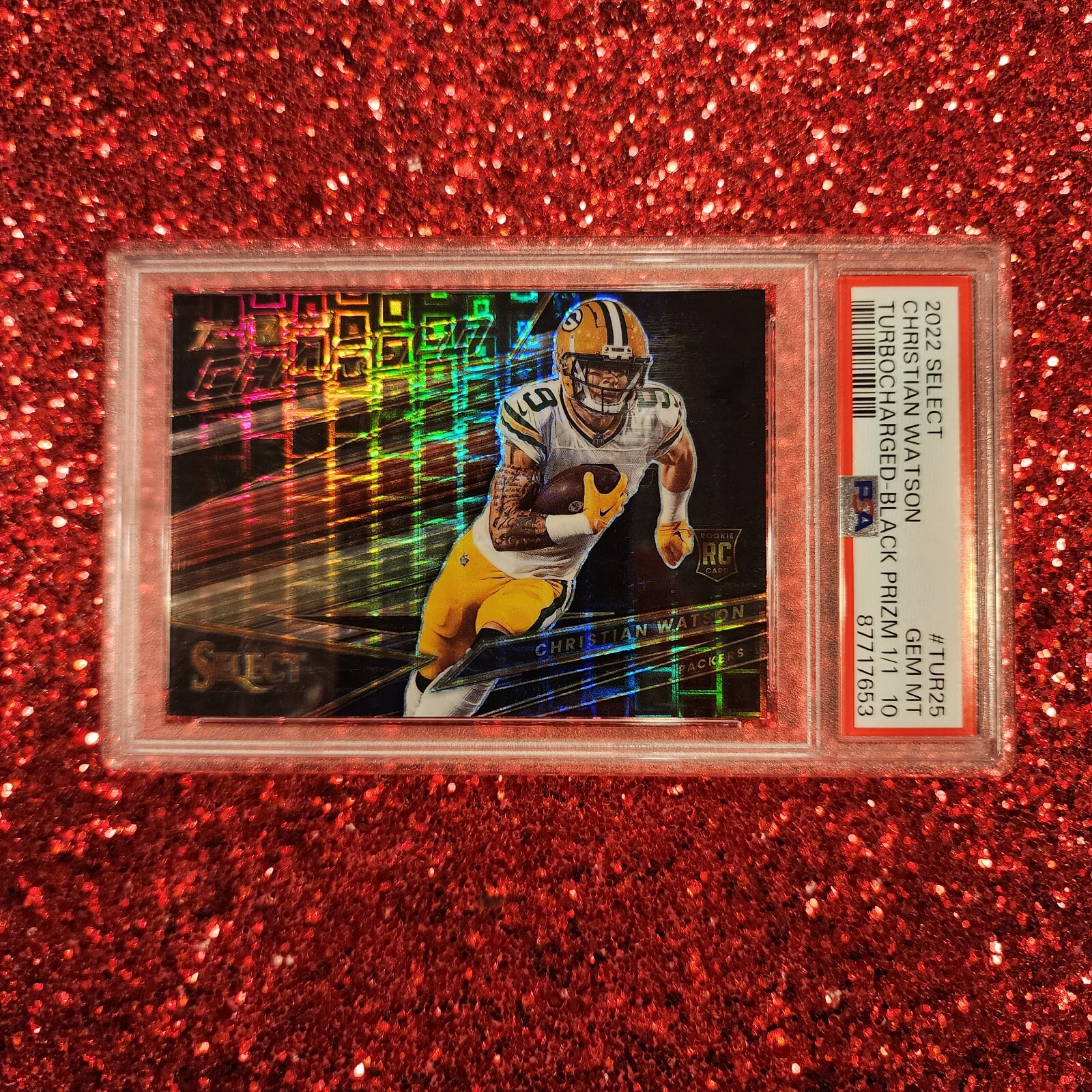 Christian Watson Panini Select Turbocharged #TUR25 Black Prizm 1/1