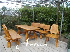 Rustikale  Gartenmöbel  Massivholz Terrassenmöbel Sitzgarnitur Sitzgruppe Eiche