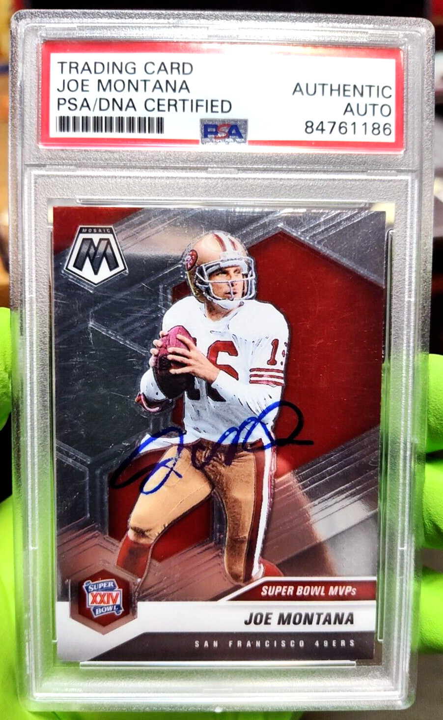 2021 Panini Mosaic JOE MONTANA PSA/DNA CERTIFIED AUTHENTIC AUTOGRAPH CARD!