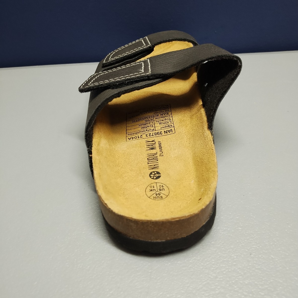 Natural Walk by Livergy Two Strap Sandals Mens Size 10 Black 