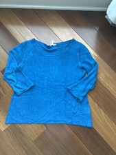 Eileen Fisher 100% Organic Linen 3/4 Sleeve Top Xxs