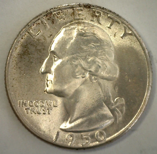 1950 D Washington UNCIRCULATED Silver Quarter 25c BU US Coin Denver Mint