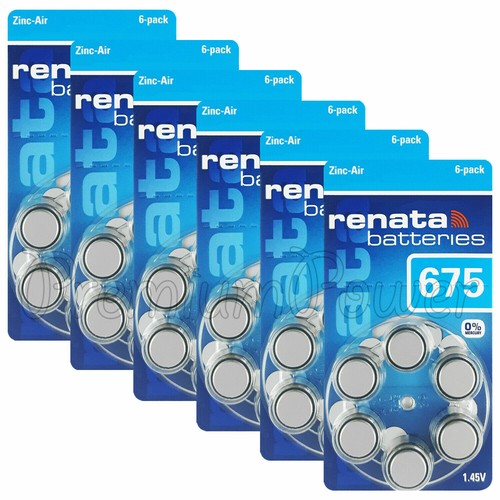 36 cells x Renata 675 Size Hearing aid batteries Zinc air 1.45V PR44 0