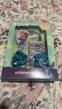 Disney Stitch Accessory Set Brush, Bow, Snap Clip, And El stics.