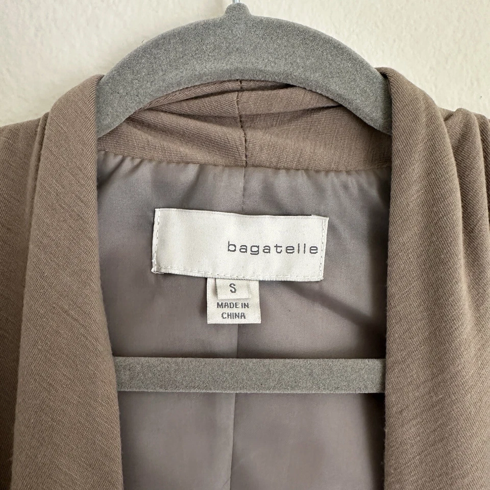 Chaqueta Bagatelle Mujer S Beige Cuero Gamuza Frente Abierto Manga Larga Moto Foto 2 de 4