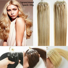 Micro Ring Link Loop Human Hair Extensions Silicone Micro Beads Double Drawn 15A