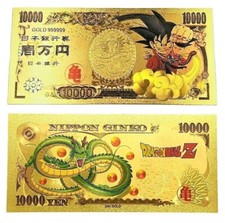 Manga Dragon Ball Son Goku Shenron Set 2 Gold Polymer Tickets Feingold (Ref a)