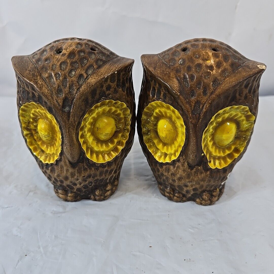 1960s Treasure Craft Kitschy Brown Owl Yellow Eye Vintage 1960s Treasure Craft Kitschy Brown Owl Yellow Eye Vintage