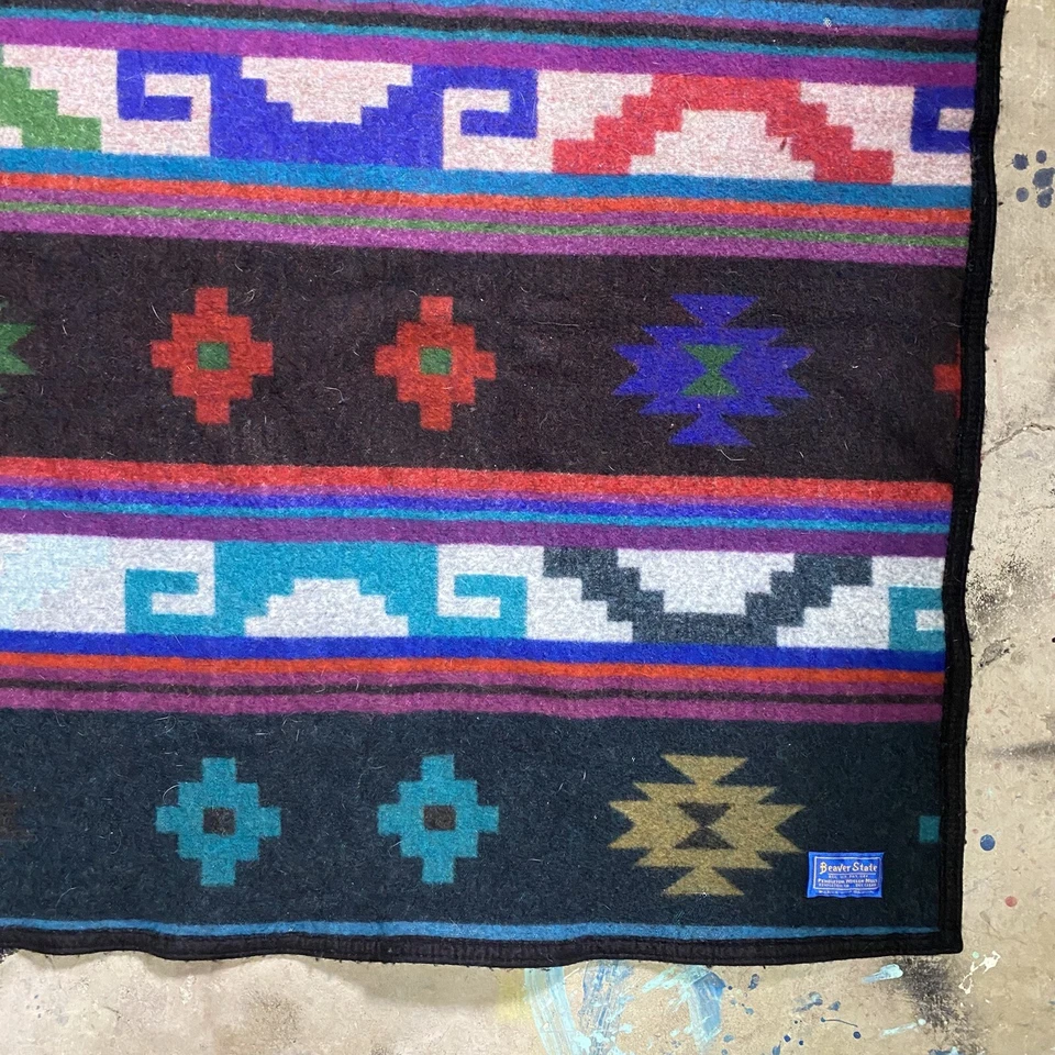 Vintage PENDLETON Southwest Multicolor Wool Blend Blanket USA 58W x 72L Bright - Image 3 of 4