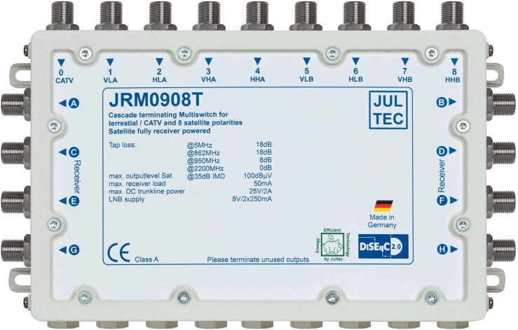 Jultec JRM0908T Multiswitch 9/8 - Para 2 satélites y 8 receptores