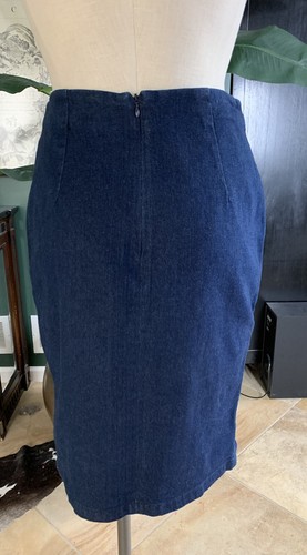 Finders Keepers Womens Small Blue Stretch Denim Button Detail Pencil Skirt OO - Picture 5 of 8