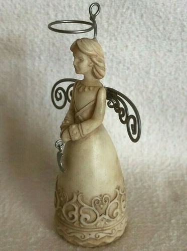 ANGEL ORNAMENT Holds CRESCENT MOON Metal WINGS HALO Miniature 3" HALLMARK 2003 - Picture 4 of 8