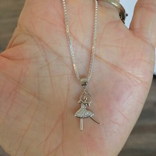 Sterling Silver CZ Ballerina Necklace, Silver Necklaces, Dance Necklace, Ballet
