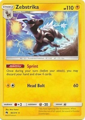 Pokemon TCG Zebstrika 82//214 Sun /& Moon Lost Thunder Rare NM//M
