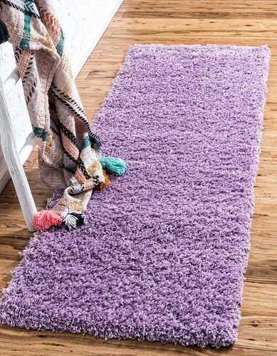 Unique Loom Solid Shag Collection Area Rug (2' 6" x 13' 1" Runner, Lilac) - Picture 2 of 9