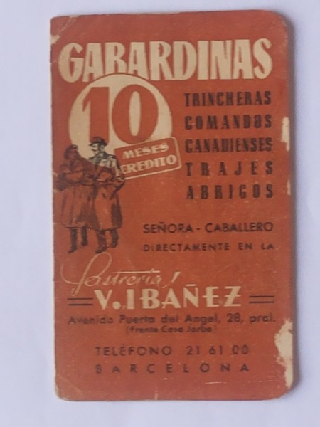 CALENDARIO SASTRERIA V.IBAÑEZ. LIGA DE FUTBOL. AÑO 1959.(Ver descripción estado)