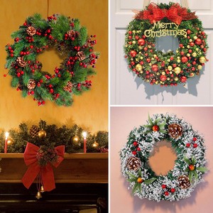Christmas Door Wreath Artificial Flower Wreath Hanging Xmas Door