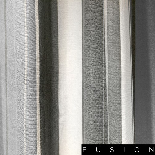 Fusion WHITWORTH STRIPE Grey 100% Cotton Ready Made Eyelet Curtains & Cushions - Picture 27 of 33