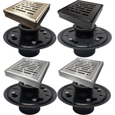 SereneDrains SS 4 Inch Square Shower Drain Kit With Base Broken Lane 4 COLORS
