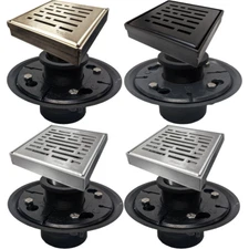 SereneDrains SS 4 Inch Square Shower Drain Kit With Base Broken Lane 4 COLORS
