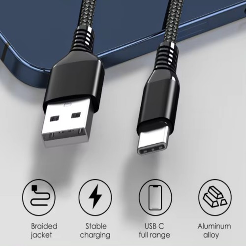 USB A to Type C Cable Fast Charger Lead 3A For Samsung Mobile Phone - Picture 7 of 7