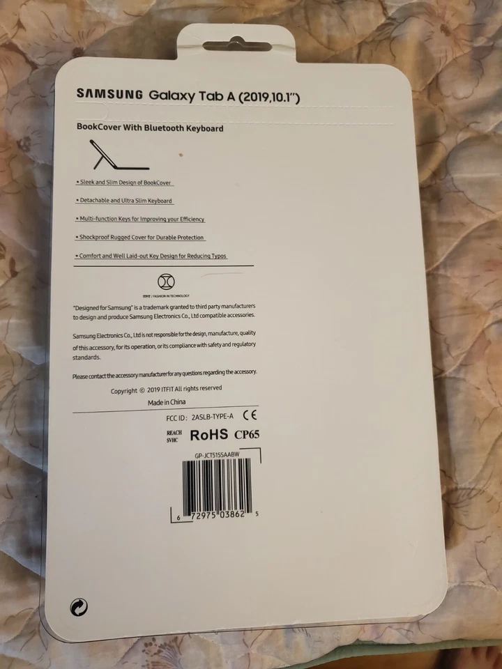 Samsung GP-JCT515SAABW Black Book Cover Keyboard For Case Galaxy Tab A 10.1 2019 - Image 2 of 2