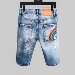 New Men/'s Italy Pop Style Vintage Patches Slim Pants Blue Jeans Trousers D8029T