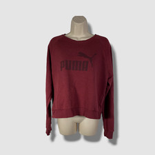 50 Puma Women's Red Logo Print Crewneck Sweatshirt Sweater Size Large
