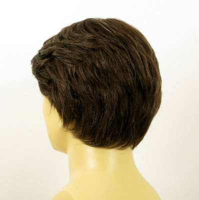 Perruque Homme Cheveux Naturels Châtain - Courte, Bonnet Moyen, 100% Cheveux Humains