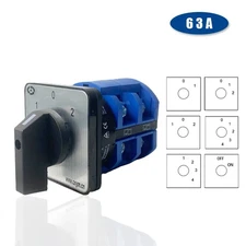 63A Rotary Cam Switch 2 Pole Multi Position Changeover Selector LW26-63
