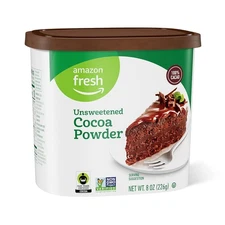 Amazon Fresh, Unsweetened Cocoa Powder, Fair Trade, 8 Oz 8 Ounce (Pack of 1) 