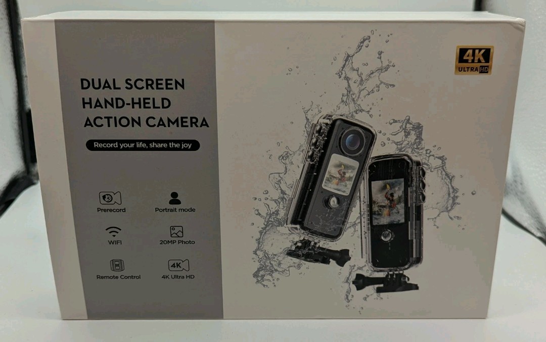 Dual Screen | Hand Held Action Camera | 4K | Boxed + New | (NEW)