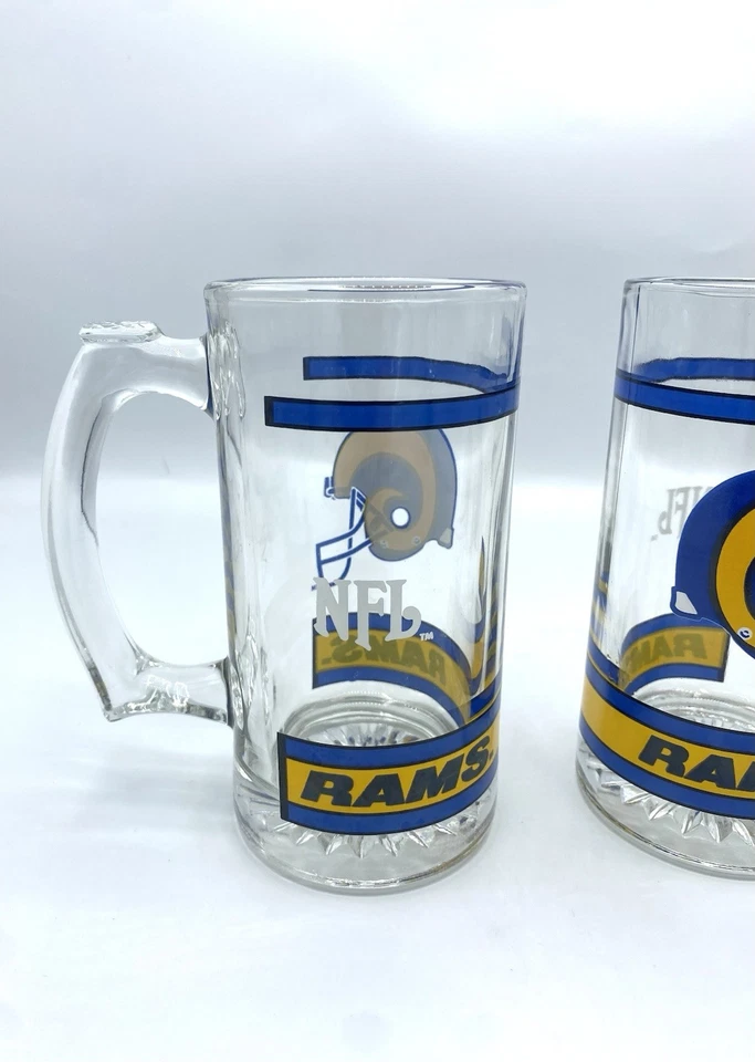 Conjunto de 2 canecas de cerveja de vidro futebol americano Los Angeles Rams 12 oz futebol americano NFL - Imagem 4 de 4
