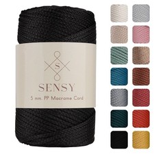 Black Sensy Premium 5mm 104 Yards Polyester Macrame Cord Crochet Rope Thread