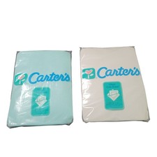 2 Vintage Carters Fitted Crib Sheets Infant Baby Green White New