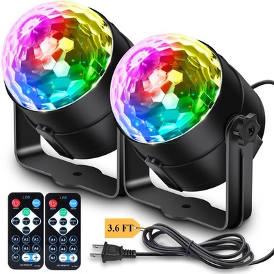 Apeocose 2-Pack Disco Ball Party Lights Sound Activated with Remote Control, ...