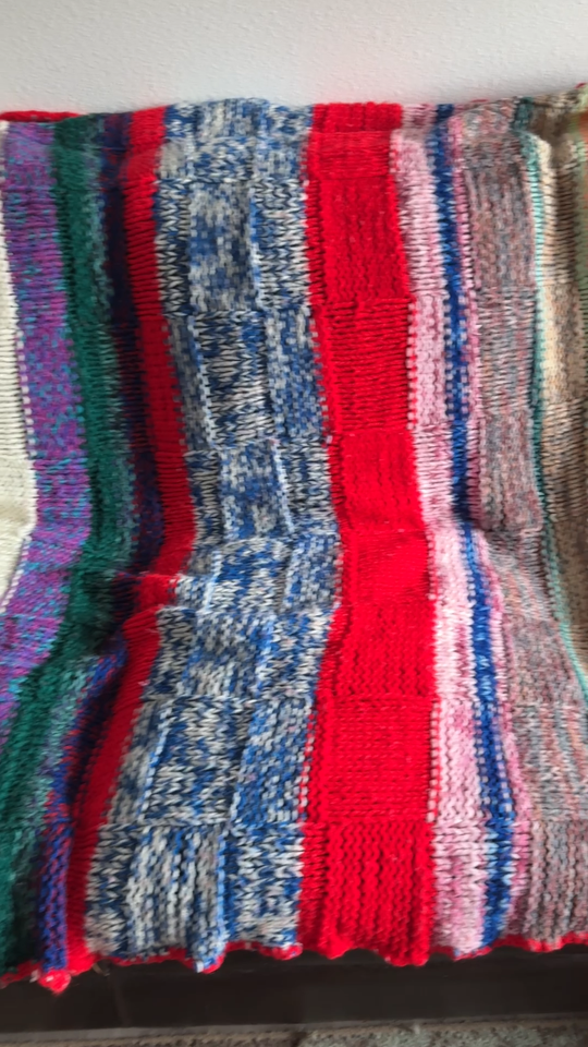 Handmade Afghan Throw Fringed Colorful Stripes Hand Knitted About 56 ...