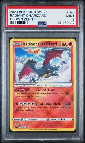 2023 POKEMON SWORD & SHIELD CROWN ZENITH #020 RADIANT CHARIZARD PSA 9