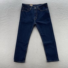 Levis Jeans Mens 36x30 Blue 505 Regular Straight Dark Wash Stretch Denim Cowboy