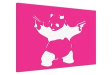Banksy Panda Pink Canvas Wall Art Picture Print