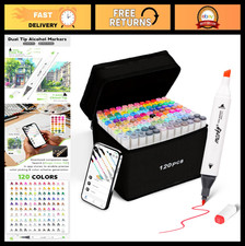 120 Colors Dual Tip Alcohol Markers Set - Chisel Fine Tip for Drawing, Colorin