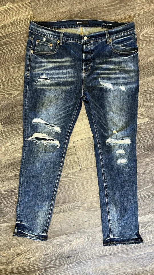 Фиолетовый бренд мужской стиль без P002 падение подходит середины подъема W/тонкие штанины джинсовой ткани стирка джинсы - Изображение 2 из 4