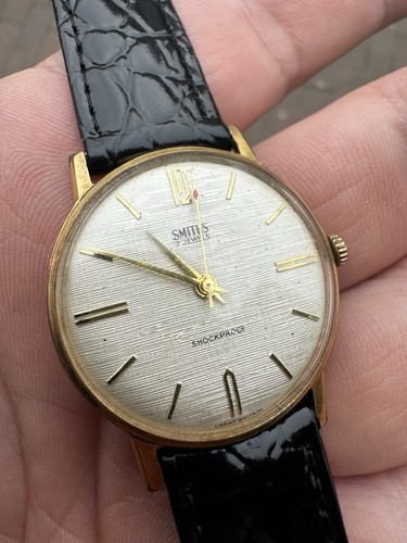 Smiths Vintage Herrenuhr MensTextured Linen Dial NOT WORKING Needs Service 60’s - Bild 2 von 9