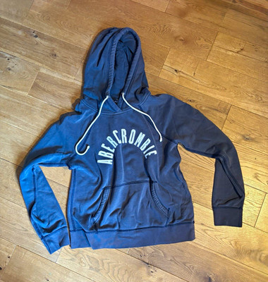 Abercrombie & Fitch Damen Hoodie Blau Logo Kapuze Kängurutasche Gr. M